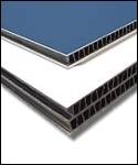 Corrugated plastic core with one side finished aluminum face, corrugated plastic sheets